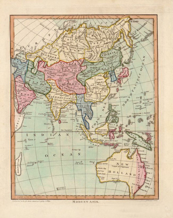 Vintage Map of Modern Asia, 1796
