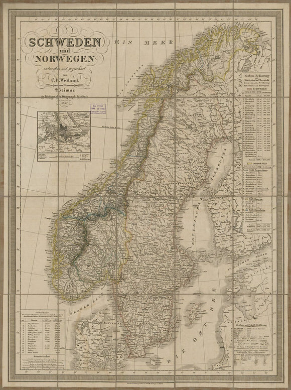 Vintage Map of Sweden - Schweden und Norwegen, 1847