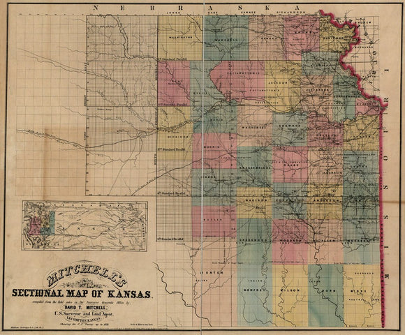 Vintage Map of Kansas, 1859