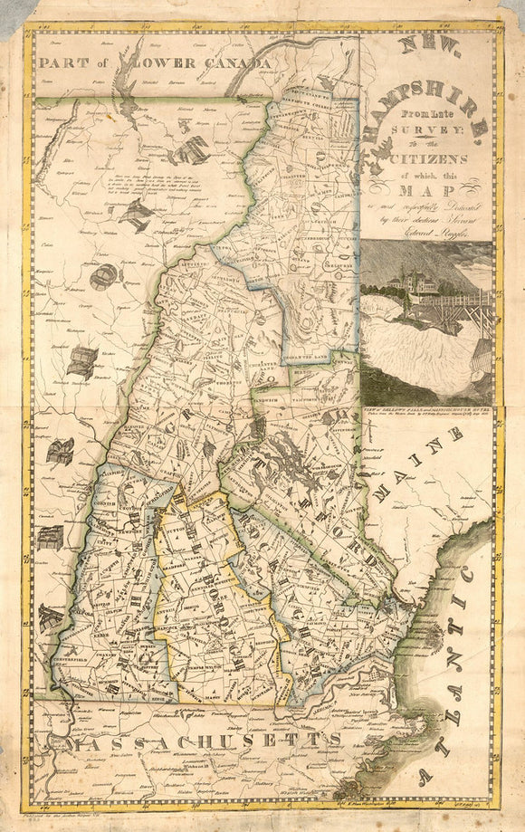 Vintage Map of New Hampshire : from late survey, 1817