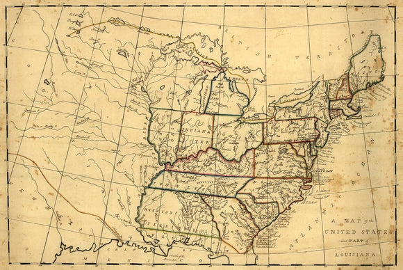 Vintage Map of the United States and Part of Louisiana., 1830