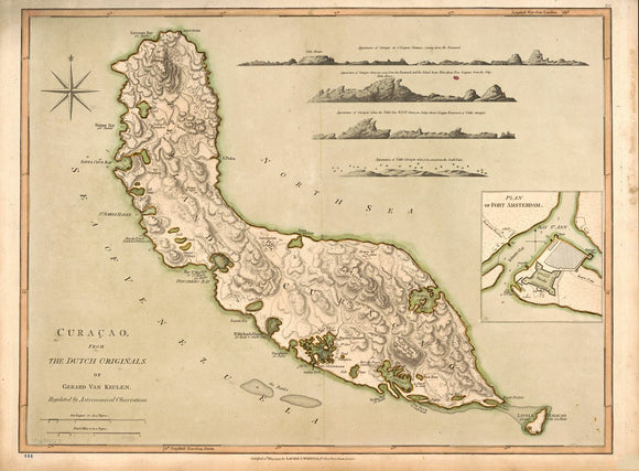 Vintage Map of Curaçao, 1794