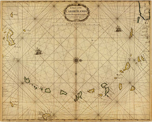 Vintage Chart of the Caribbean Islands, 1680