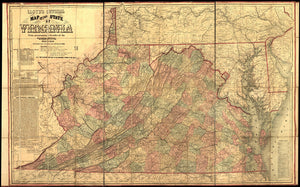 Vintage Map of the State of Virginia from actual surveys, 1861