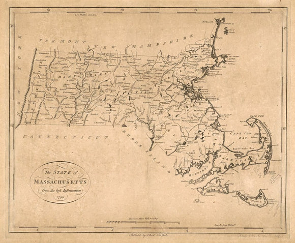 Vintage Map of the State of Massachusetts : from the best information, 1796