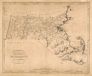 Vintage Map of the State of Massachusetts : from the best information, 1796