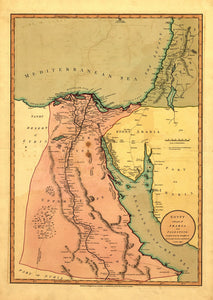 Vintage Map of Egypt, with Part of Arabia and Palestine, 1800