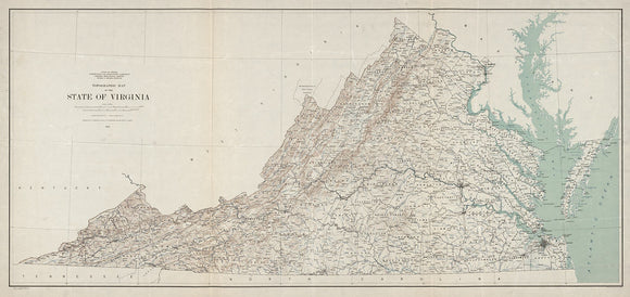 Topographic Map of the State of Virginia, 1928