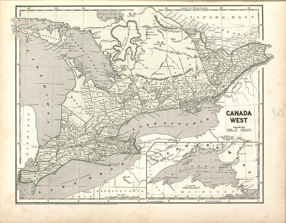 Vintage Map of Canada West - North American Atlas, 1842