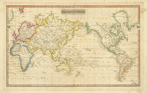 Vintage Map of Mercator's Chart of the World, 1817