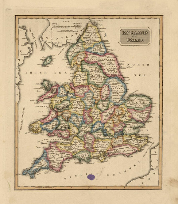 Vintage Map of England and Wales, 1817