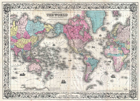 Colton's Map of the World on Mercator's Projection, 1852