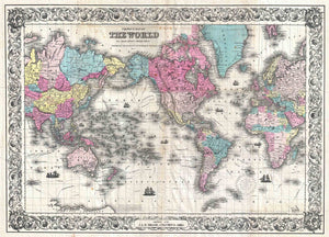 Colton's Map of the World on Mercator's Projection, 1852