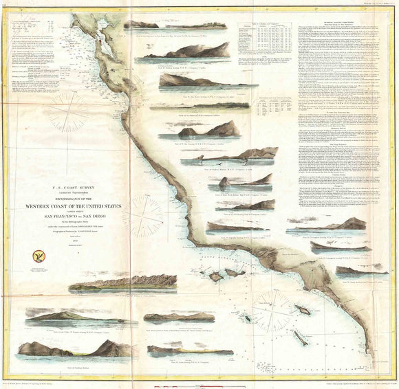 U.S. Coast Survey Map of the West Coast of the United States, 1853