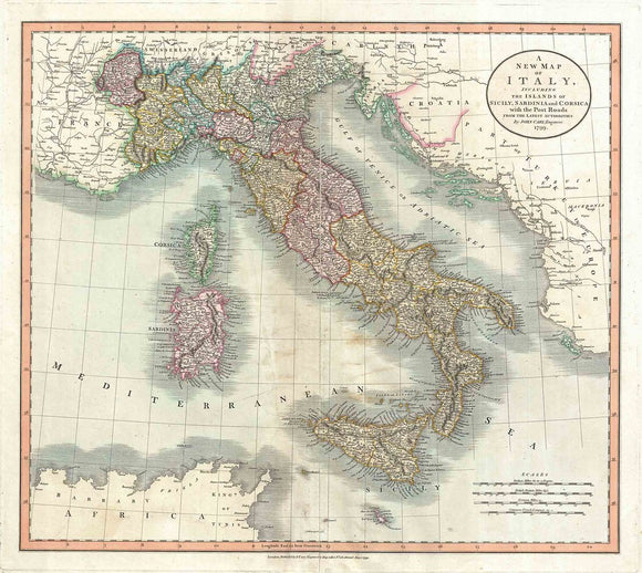 Map of Italy, 1799
