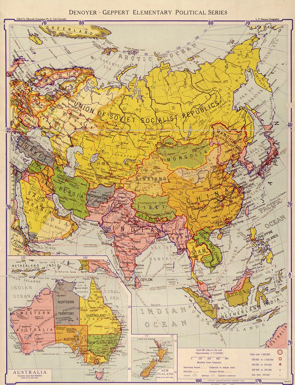 Vintage Map of Asia, 1934