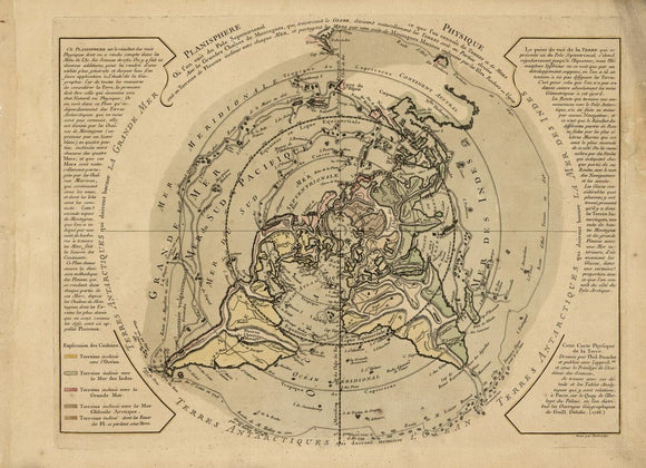 Vintage Map of the World from the North Pole - Planisphere physique, où l'on voit du pole septentrional ce que l'on connoît de terres et de mers ... Vigies, 1756