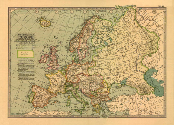 Vintage Map of Europe, 1897