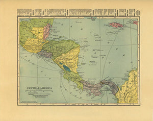 Vintage Map of Central America, 1910