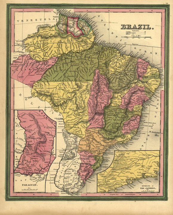 Vintage Map of Brazil, 1846