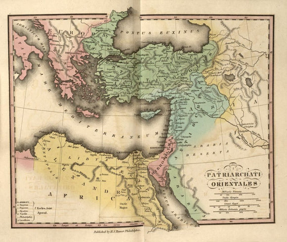 Vintage Map of Patriarchati Orientales - Ancient Geography - An atlas of ancient geography : comprehended in sixteen maps, selected from the most approved works : to elucidate the writings of the ancient authors, both sacred and profane, 1826