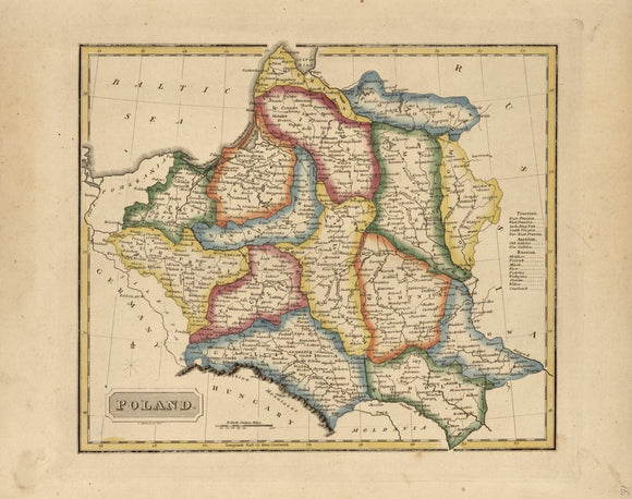 Vintage Map of Poland, 1817