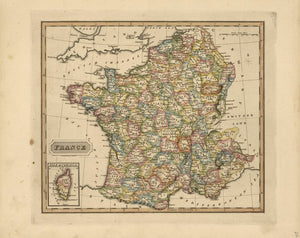 Vintage Map of France, 1817
