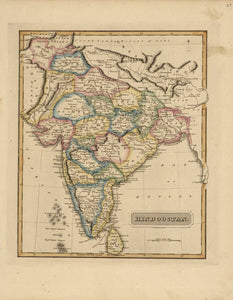 Vintage Map of Hindoostan, 1817