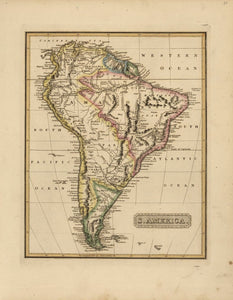 Vintage Map of South America, 1817