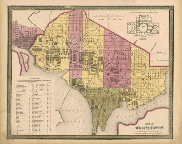 Vintage Map of the City of Washington, D.C., 1851