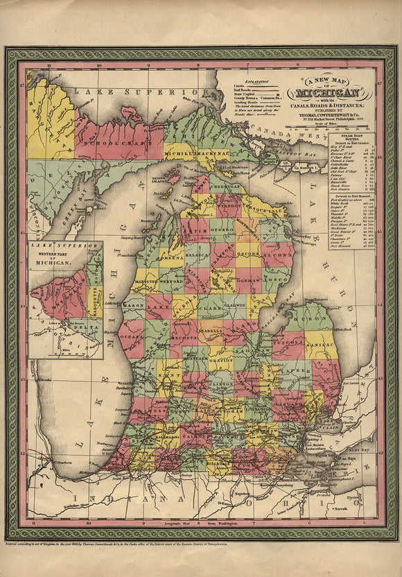 Map of Michigan, 1853