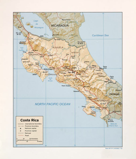 Map of Costa Rica Framed Push Pin Map
