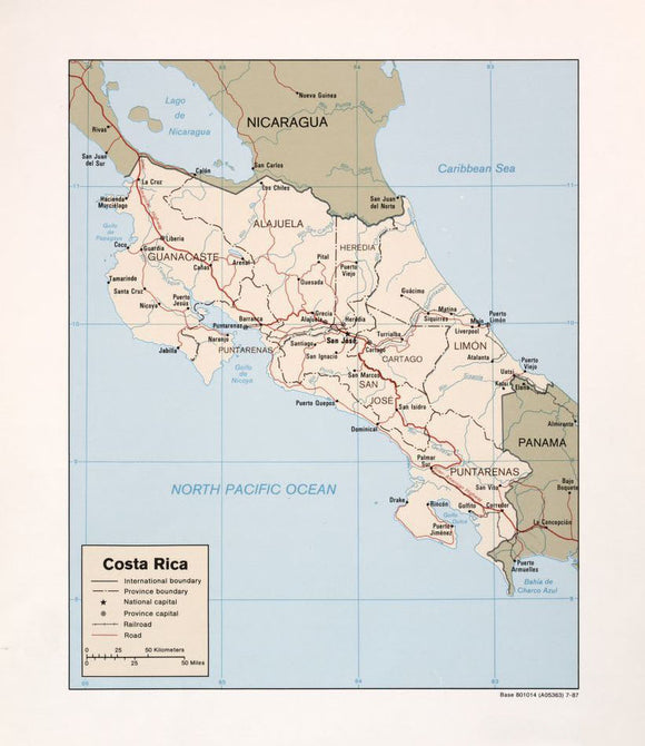 Map of Costa Rica Framed Dry Erase Map