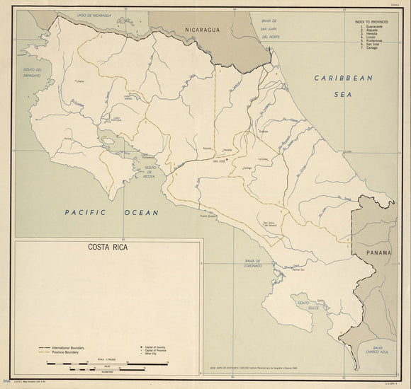 Map of Costa Rica, 1950 Framed Push Pin Map