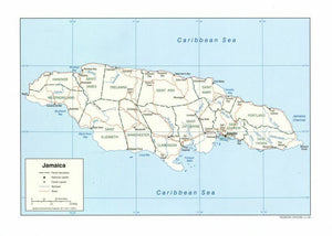 Map of Jamaica Framed Push Pin Map