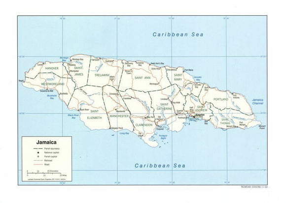 Map of Jamaica Framed Push Pin Map