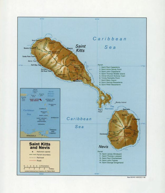 Map of Saint Kitts and Nevis