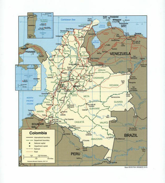Map of Colombia Framed Dry Erase Map
