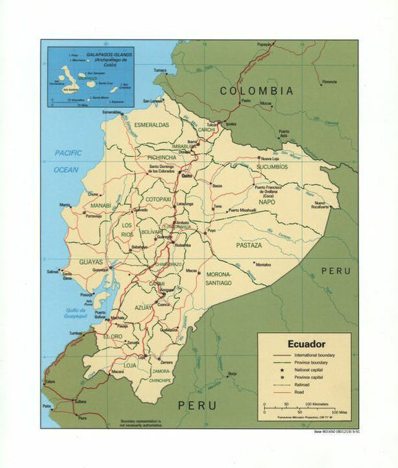 Map of Ecuador Framed Dry Erase Map