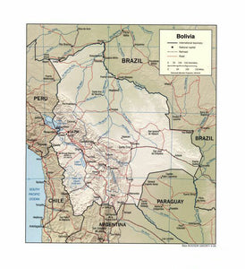 Map of Bolivia Framed Push Pin Map