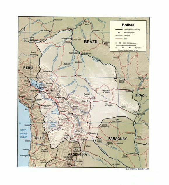 Map of Bolivia Framed Dry Erase Map