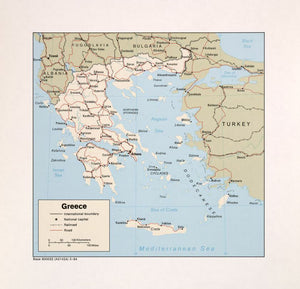 Map of Greece Framed Dry Erase Map