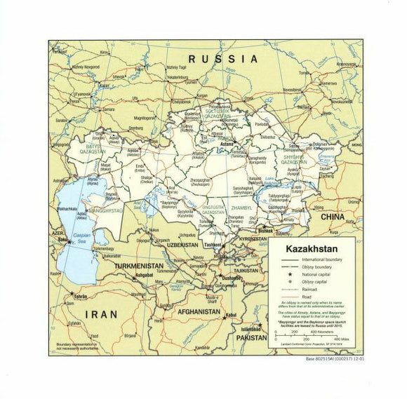 Map of Kazakhstan Framed Dry Erase Map