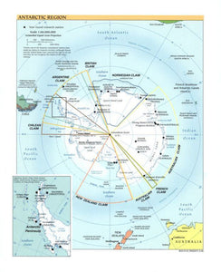 Map of Antarctic Region Framed Dry Erase Map