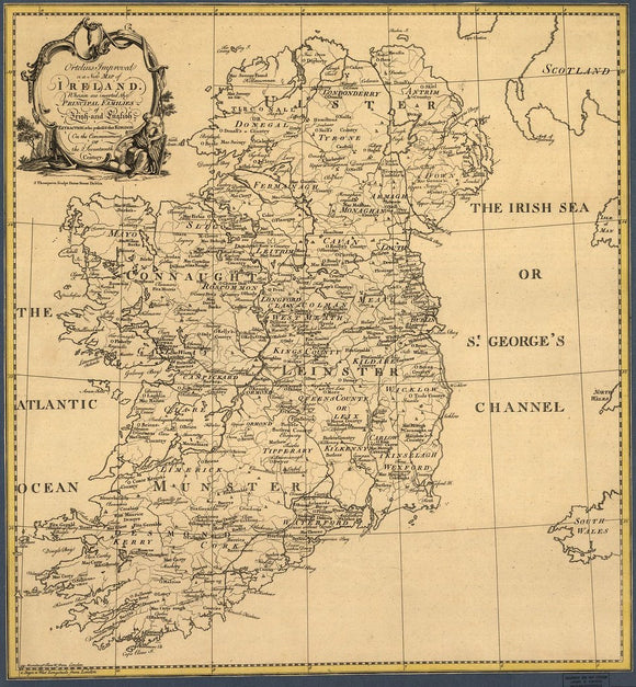 Vintage Map of Ireland, or Ortelius, 1795