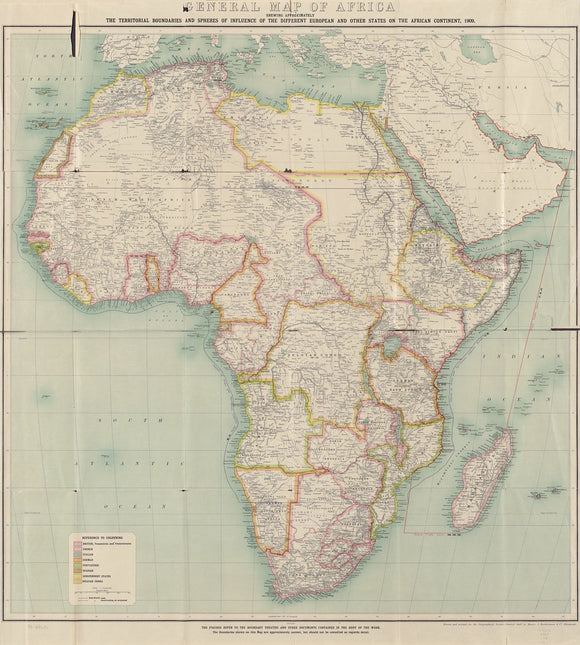 Vintage Map of Africa by Treaty, 1909