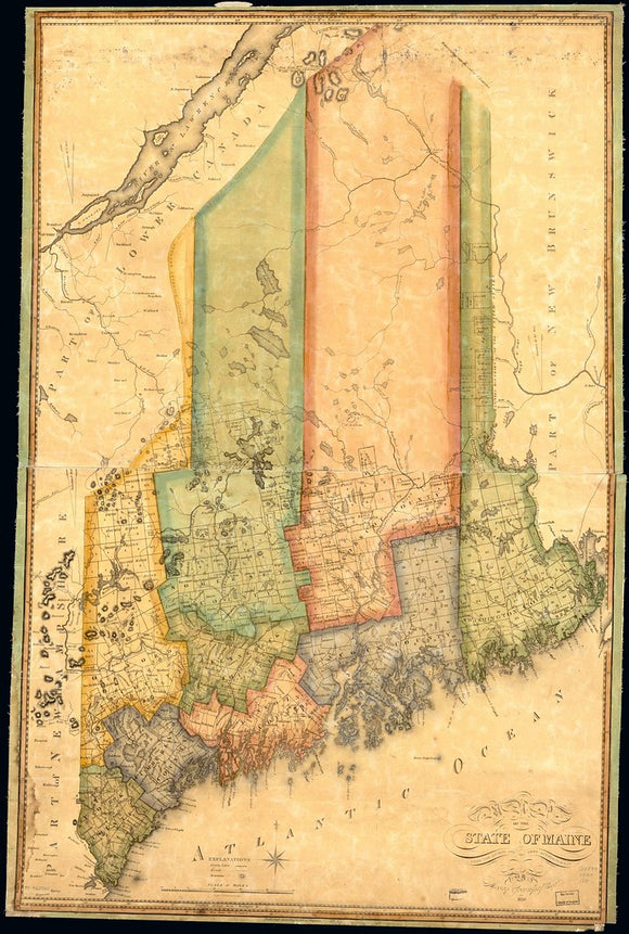 Vintage Map of the State of Maine, 1820