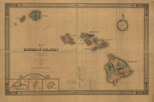 Vintage Map of the Hawaiian Islands, 1876