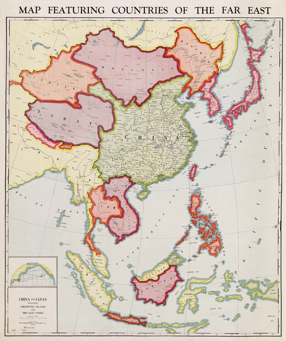 Vintage Maps Featuring Countries of the Far East, 1932