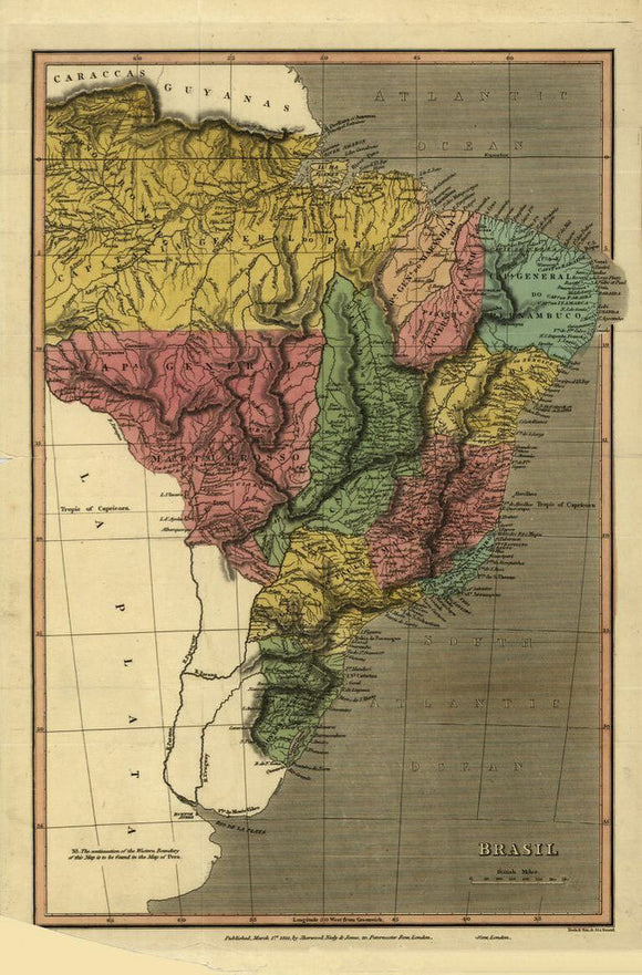 Vintage Map of Brazil, 1822